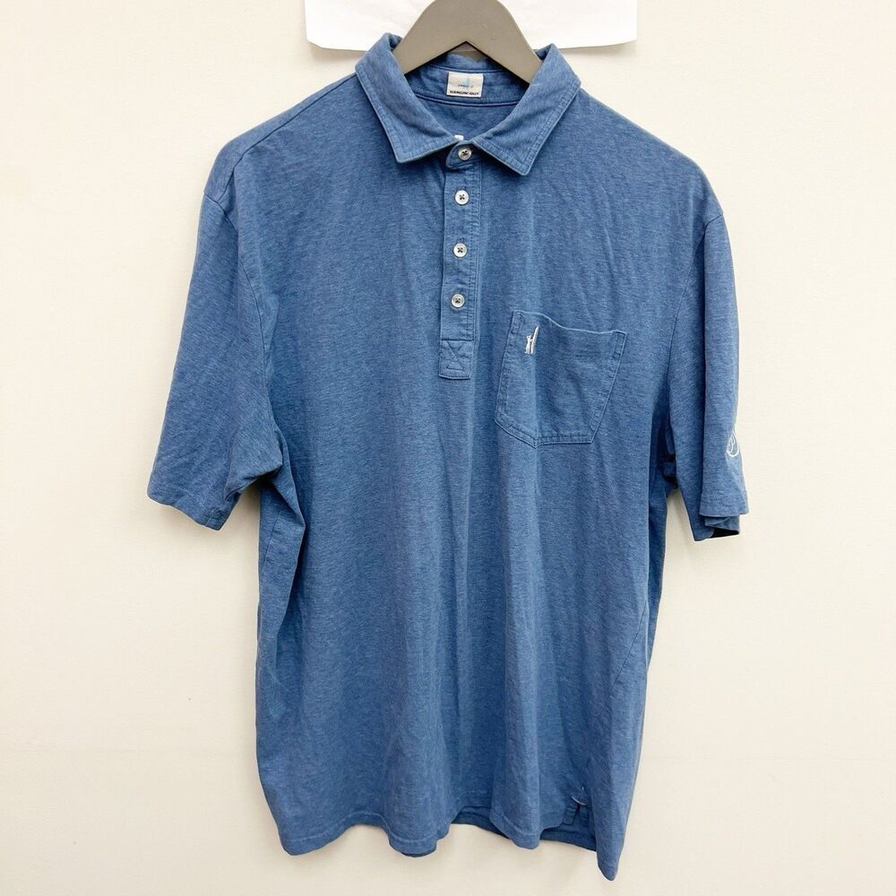 Johnnie-O Polo Shirt Mens Large Blue Hangin Out Lightweight Cotton Blend Stretch